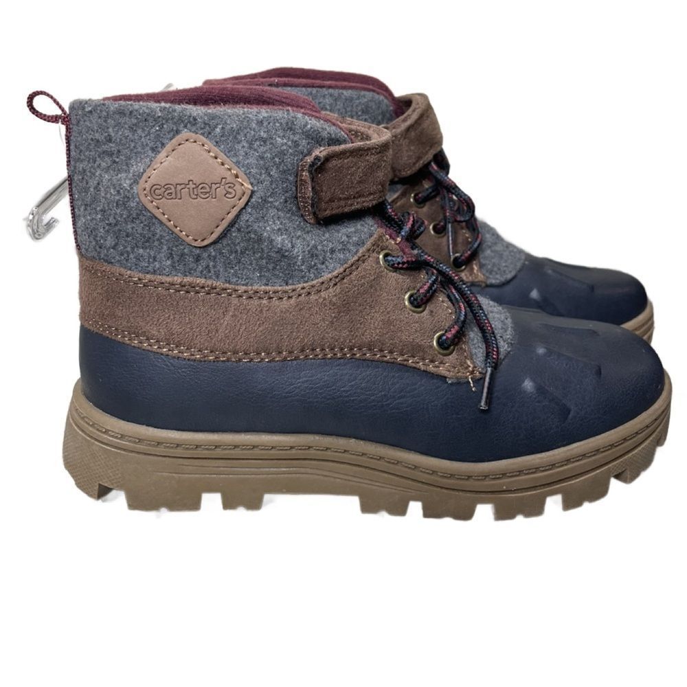 Carter's Navy Blue, Burgundy and Brown Kids Boots (Size: 3 Boys) *NEW* - Picture 2 of 12